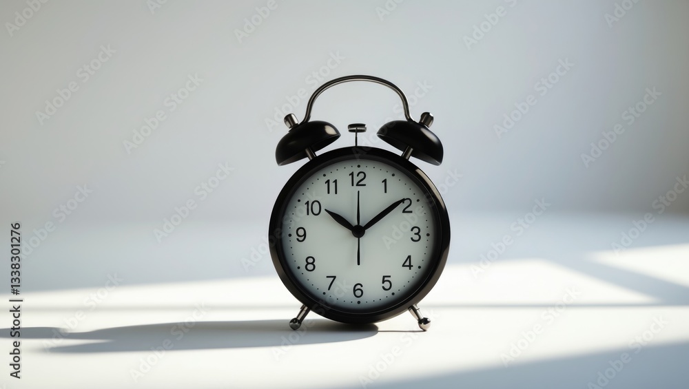 Black alarm clock on a white background, isolated. Morning reminder. Concept of time. Black alarm clock on a white background, isolated. Morning reminder. Concept of time.