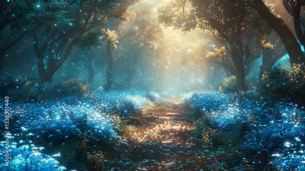 Fototapeta premium A forest with a path through it