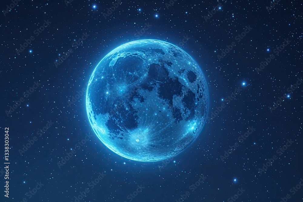 Obraz premium Stunning View of a Bright Blue Celestial Body Illuminating a Starry Night Sky