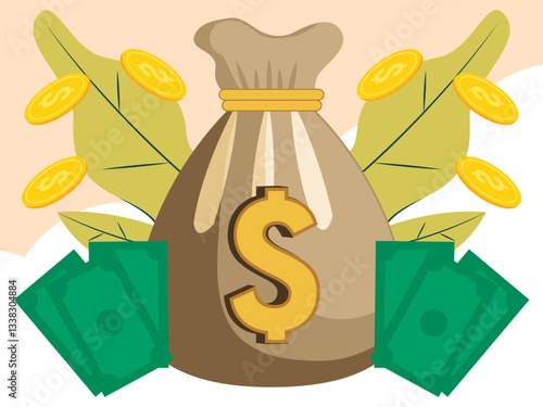 Money Bag Concept Illustration Stylish and Beautiful