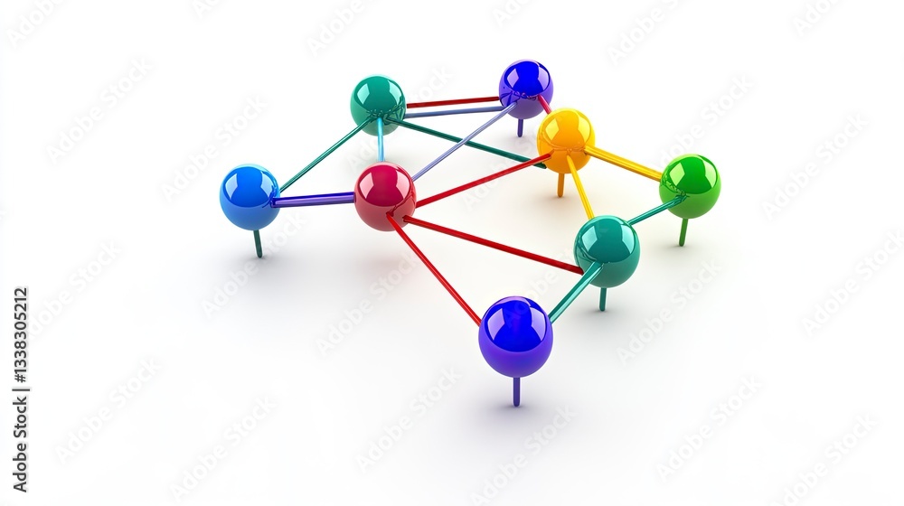 Obraz premium Dynamic Network Graph Representation of Connections in a Digital Environment