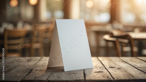 Wallpaper Mural Blank table card on wooden table against background. Torontodigital.ca