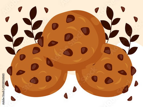 Chocolate Chip Cookie Concept Illustration Stylish and Beautiful