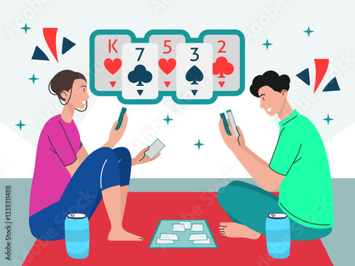 Playing Cards Concept Illustration Stylish and Beautiful