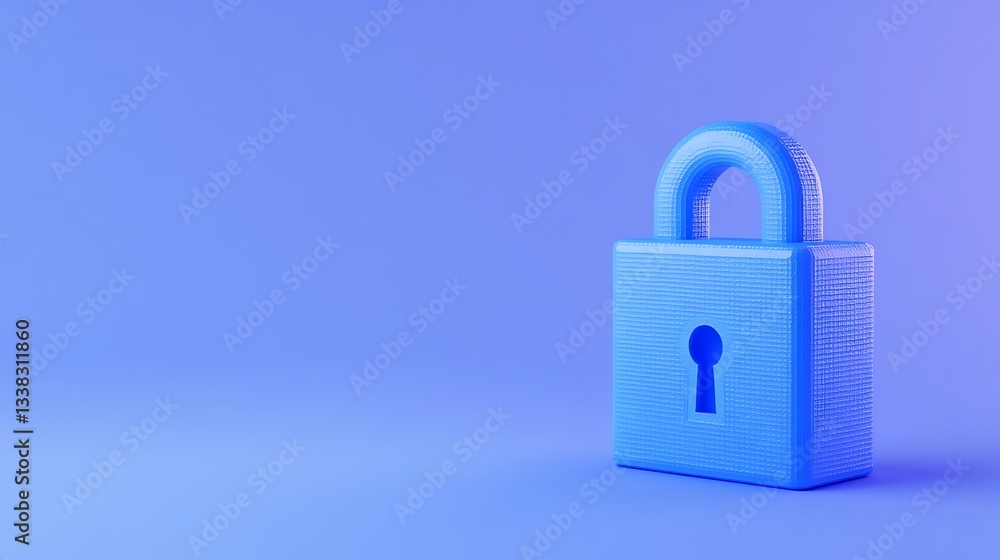Blue 3D Lock Symbolizing Security and Protection Against Digital Threats and Data Breaches in Technology Environment Blue 3D Lock Symbolizing Security and Protection Against Digital Threats and Data Breaches in Technology Environment