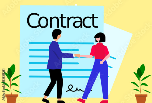 Contract Concept Illustration Stylish and Beautiful