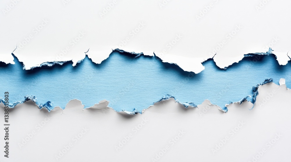 Obraz premium Torn Paper Texture with Soft Blue Background for Creative Design Projects