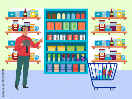 Well Stocked Shelves Concept Illustration Stylish and Beautiful