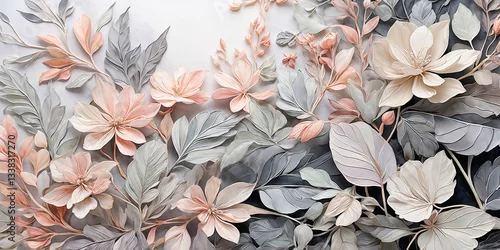 Fototapeta illustration of flowers watercolor art background