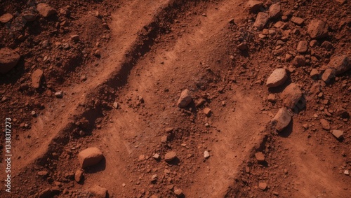 Fototapeta Naklejka Na Ścianę i Meble -  Red Dirt Path Texture Soil Background