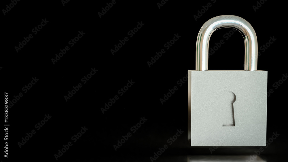 Fototapeta premium The Silver lock for protection or security concept 3d Rendering.