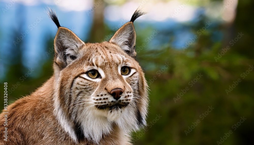 Obraz premium Close-up of lynx whiskers glowing with firefly-like light against a soft, blurred forest background. Perfect for wildlife, nature, magical, and forest photography.
