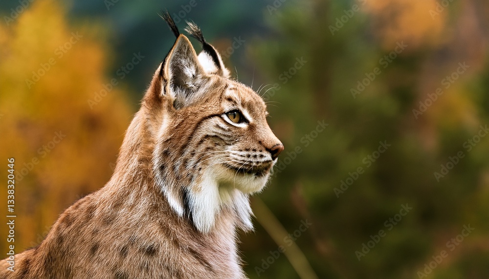 Fototapeta premium Close-up of lynx whiskers glowing with firefly-like light against a soft, blurred forest background. Perfect for wildlife, nature, magical, and forest photography.