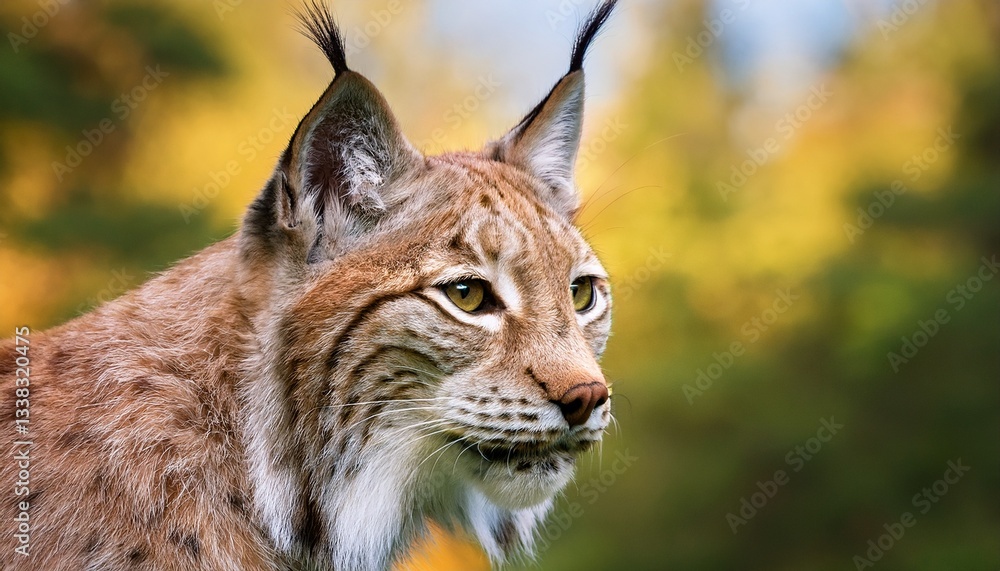 Obraz premium Close-up of lynx whiskers glowing with firefly-like light against a soft, blurred forest background. Perfect for wildlife, nature, magical, and forest photography.