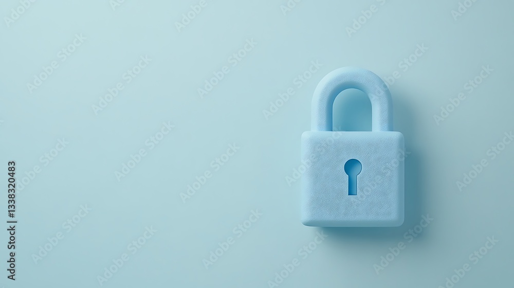 Fototapeta premium Blue Plastic Lock on Soft Background Symbolizing Security and Protection in Digital and Physical Space