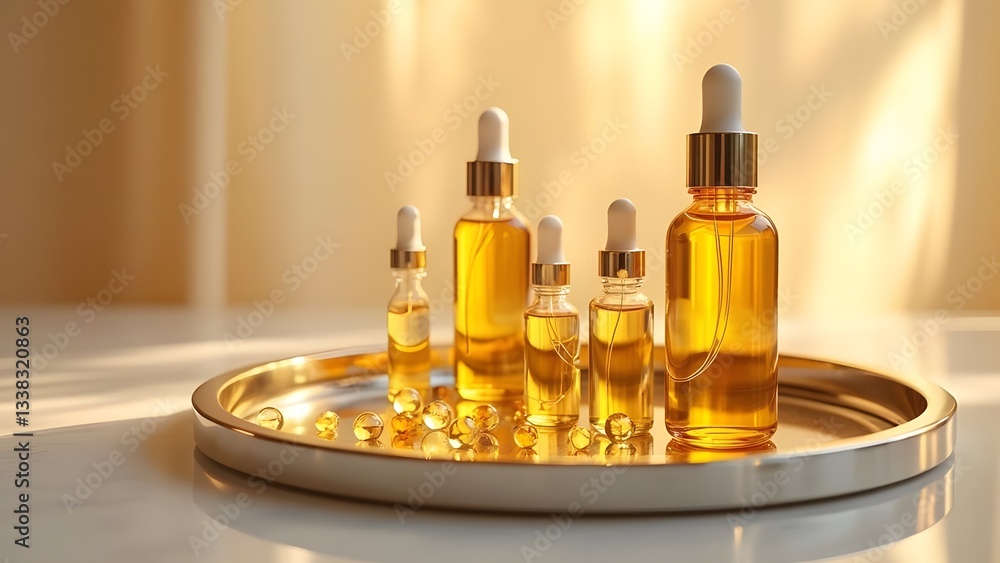 Naklejka premium Radiant Vitamin C Ampoules A Luxurious Product Photography Display