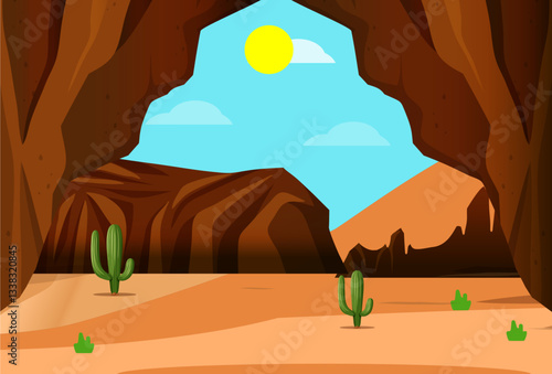 Desert Cave Concept Illustration Stylish and Beautiful