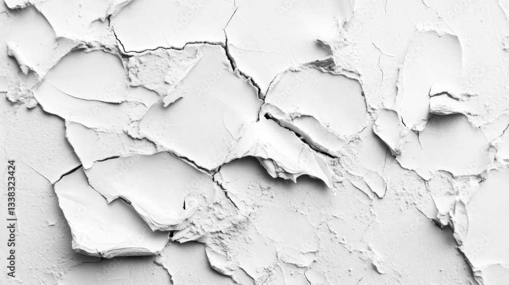 Obraz premium Cracked White Plaster Wall Texture Abstract