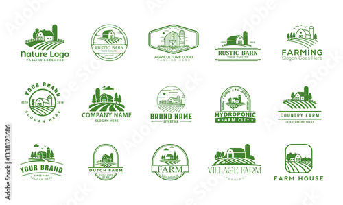 Farm Logo Icons. Modern design inspiration for organic farming and natural production.