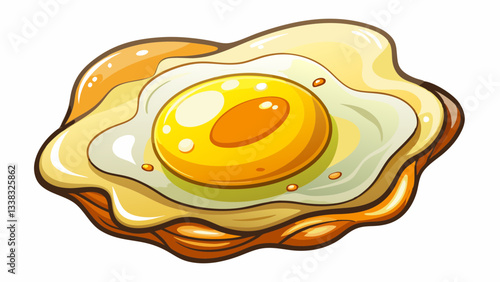 Floating fried egg isolated on a white background showcasing its golden yolk and crispy edges in a dynamic view, Floating fried egg isolated