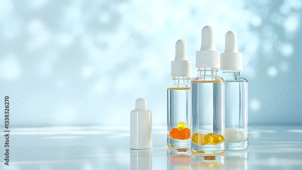 Radiant Glow Vitamin C Biosupplement Ampoules in Luxurious Product Photography Radiant Glow Vitamin C Biosupplement Ampoules in Luxurious Product Photography