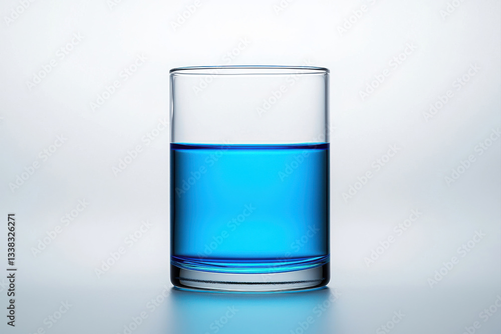 A glass filled with vibrant blue liquid against a minimalist background. isolated on white background. A glass filled with vibrant blue liquid against a minimalist background. isolated on white background.