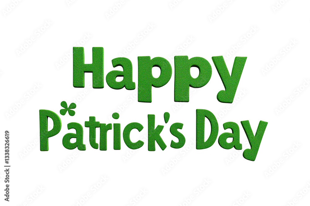 Happy saint patrick's day green lettering celebrating irish culture on transparent background Happy saint patrick's day green lettering celebrating irish culture on transparent background