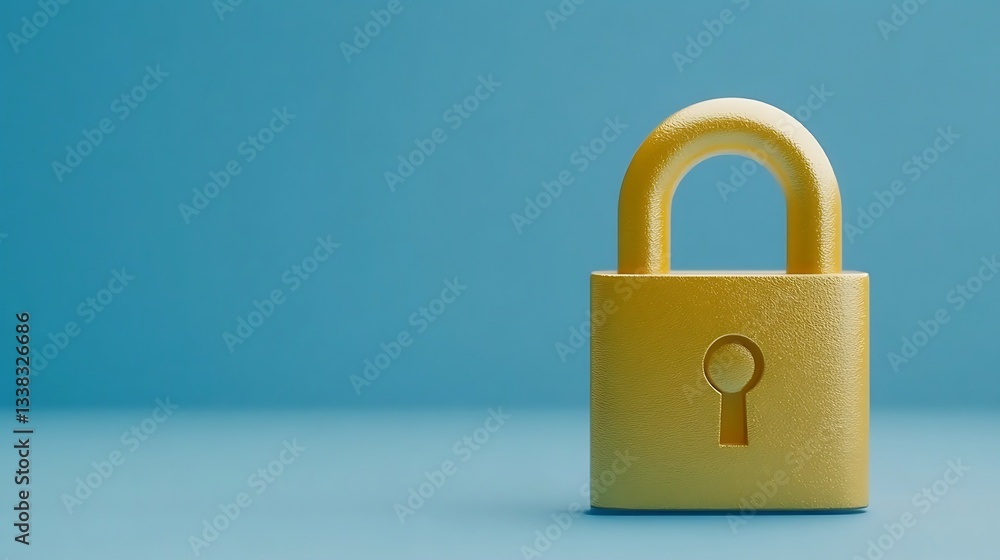 Bright Yellow Padlock on Blue Background Symbolizing Security and Protection for Digital and Physical Assets Bright Yellow Padlock on Blue Background Symbolizing Security and Protection for Digital and Physical Assets