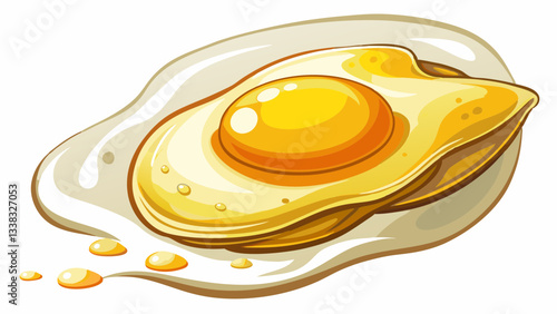Floating fried egg isolated on a white background showcasing its golden yolk and crispy edges in a dynamic view, Floating fried egg isolated