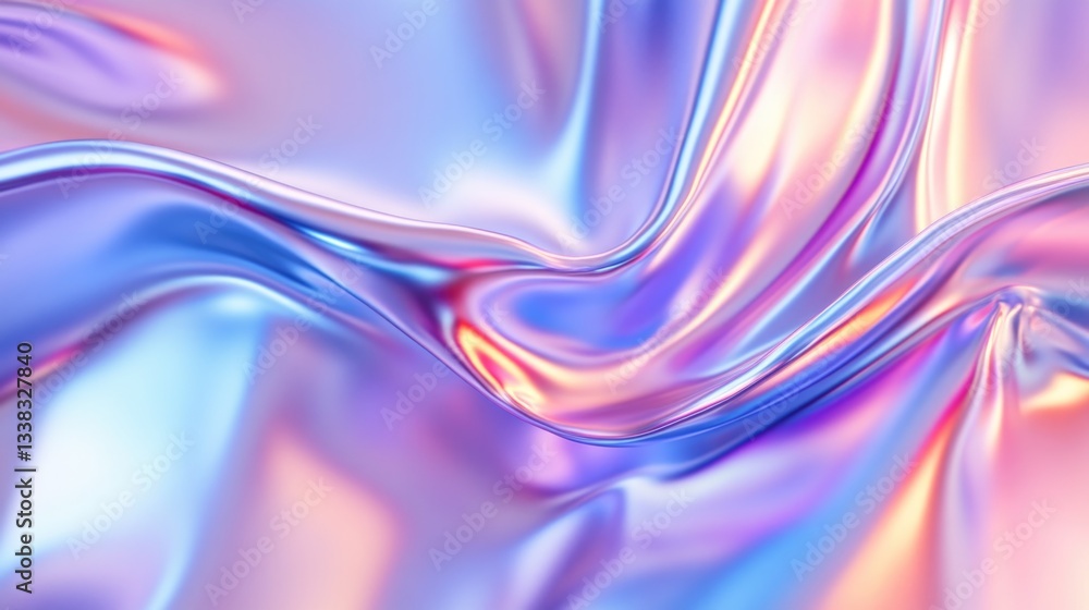Fototapeta premium Abstract artistic rendition of reflective iridescent and flowing fabric texture