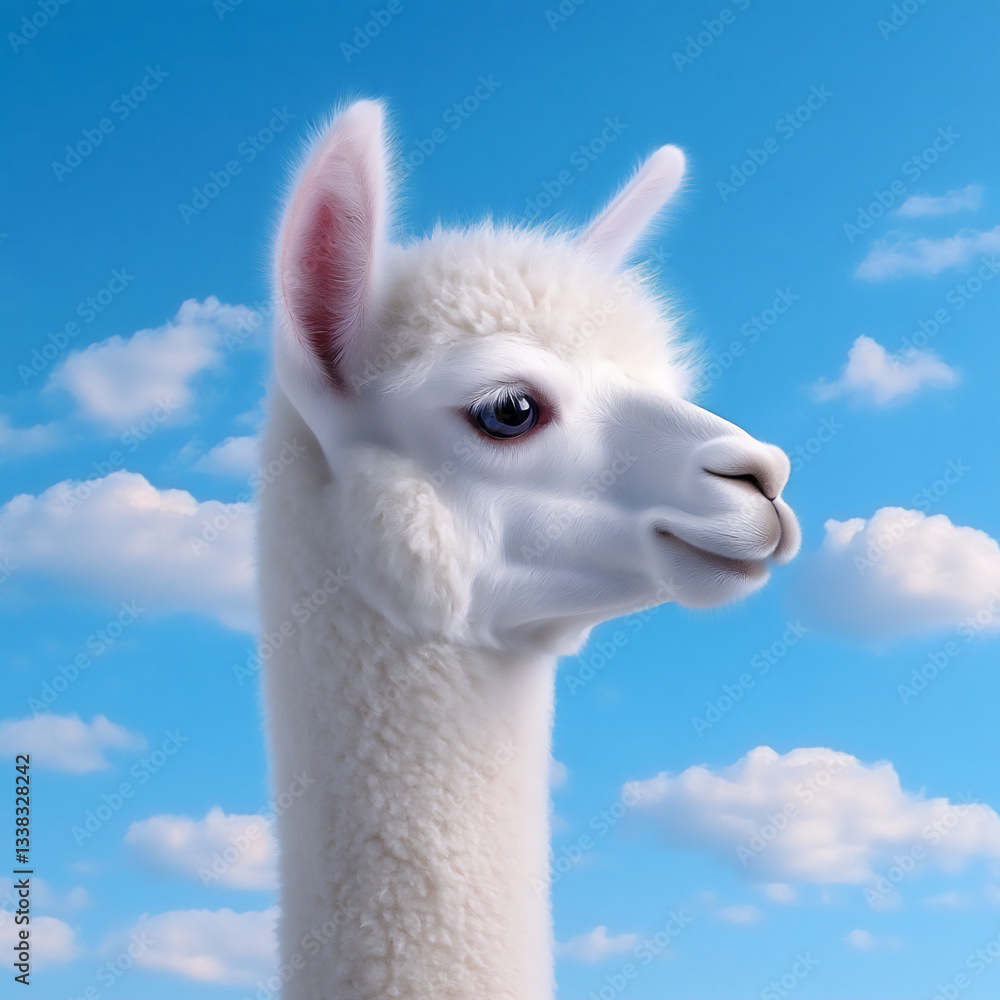 Obraz premium funny portrait of an alpaca with a humorous expression on its face,