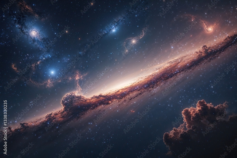 Midnight Horizon - Astral Cosmos with Glittering Nebula and Celestial Bodies Midnight Horizon - Astral Cosmos with Glittering Nebula and Celestial Bodies