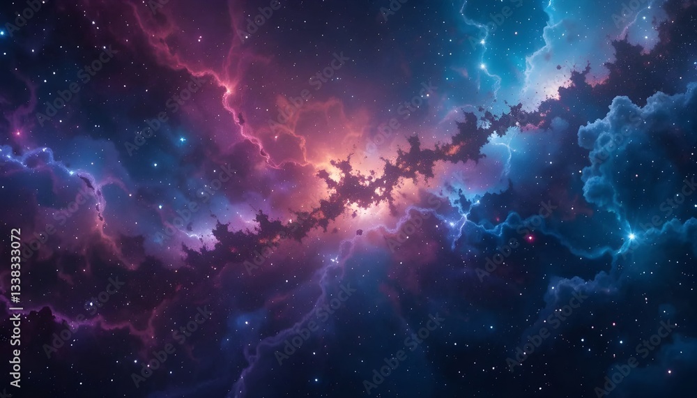 Fototapeta premium Vibrant Cosmic Panorama with Colorful Stars and Nebulas in a Stunning Universe Wallpaper