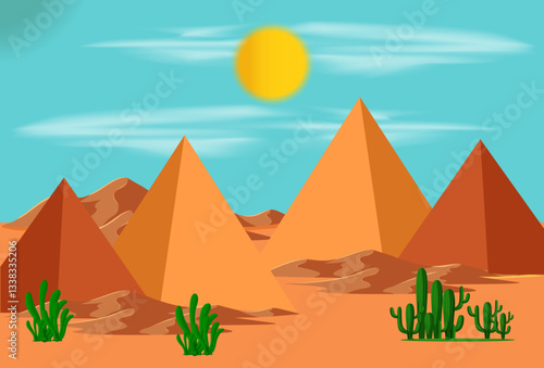 Desert Pyramids Concept Illustration Stylish and Beautiful