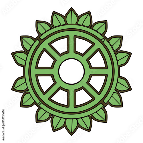 Detailed Illustration of Mechanical Spur Gear with Central Bolt, gear shape gear wheel vector illustration