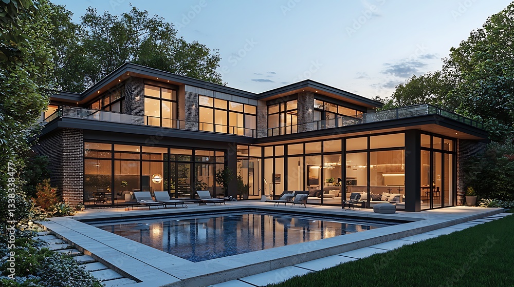 Fototapeta premium Modern Luxury House with Pool and Contemporary Design