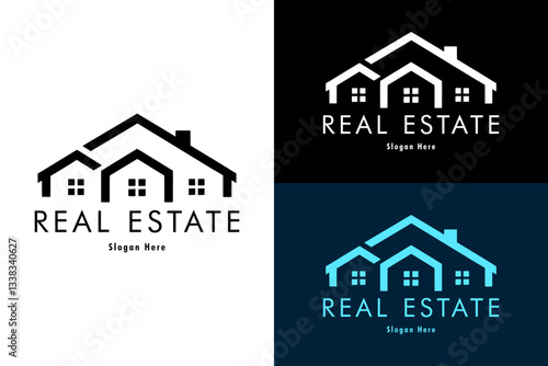 multiple homes with roofs, vector, icon, logo for roofing service, construction company, rental house, builders, house for sale, property firm, property dealers, rental property, land