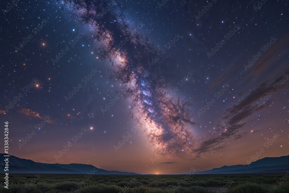 Breathtaking Milky Way Horizon with Nebula and Dazzling Stars Breathtaking Milky Way Horizon with Nebula and Dazzling Stars
