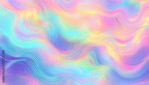 Wallpaper Mural Seamless holographic gradient texture with pastel rainbow color transitions. Soft, dreamy, and iridescent, perfect for backgrounds, design, and digital projects. Torontodigital.ca