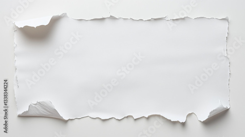 Foglio bianco strappato. Spazio per testo o messaggio.