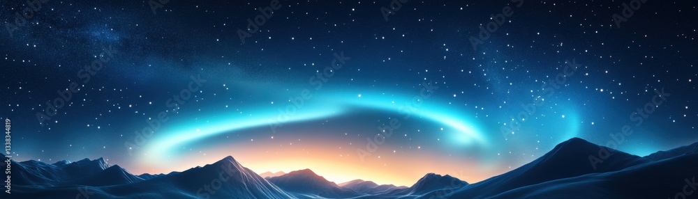 Fototapeta premium Mesmerizing Starry Sky with Majestic Aurora Borealis over Dramatic Mountain Landscape