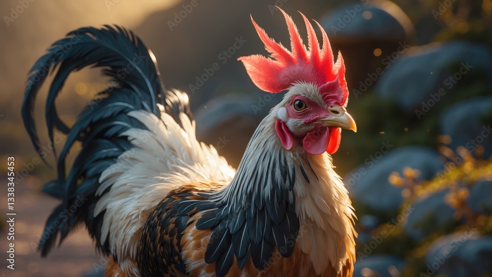 Polish or Houdan chicken with amusing crest Polish or Houdan chicken with amusing crest