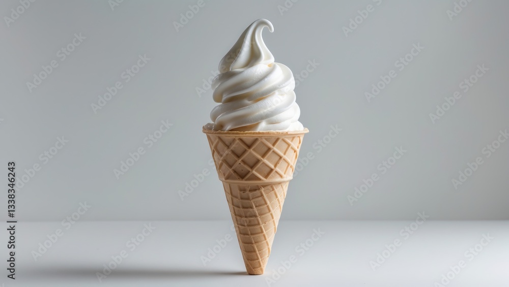 Ice cream served in a waffle cone, soft ice cream in a waffle cup. Ice cream served in a waffle cone, soft ice cream in a waffle cup.