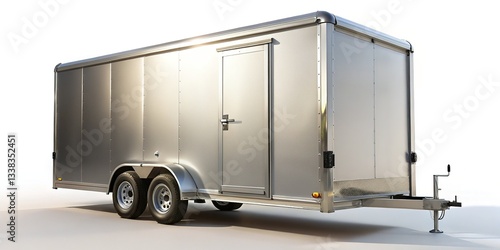 Enclosed Cargo Trailer Mockup:  Modern Design, Customizable Branding, 3D Render