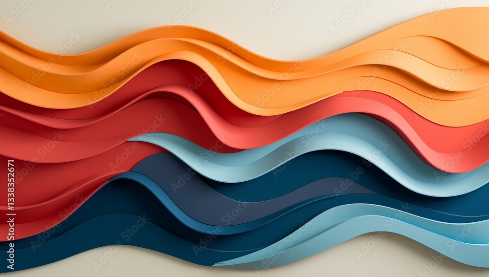 Abstract Colorful Waves Background Design with Smooth Curves and Layered Pattern Abstract Colorful Waves Background Design with Smooth Curves and Layered Pattern