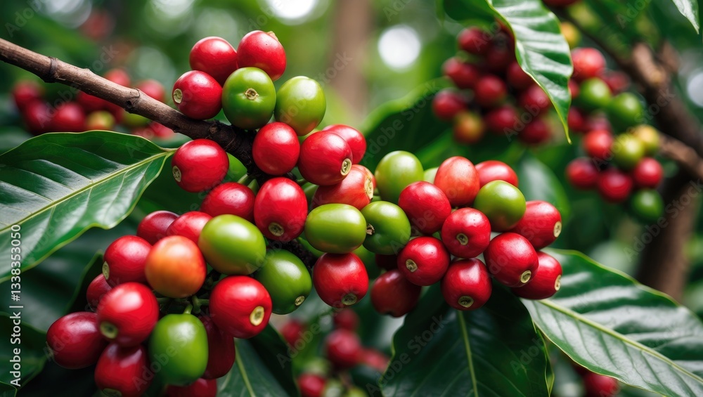 Coffee beans growing on trees Coffee beans growing on trees