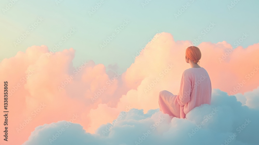 Fototapeta premium Robed figure in foggy water with a glowing orb and cliff in a mystical atmospheric scene.