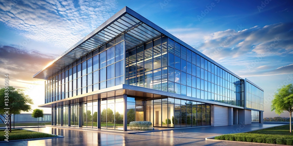 Obraz premium Modern Building Mockup Exterior Design, Free Architectural Visualization