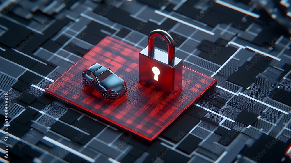 custom made wallpaper toronto digitalDigital security technology with car and padlock symbolizing protection and safety in automotive industry
