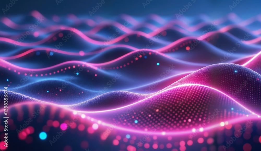 Abstract, undulating surface with glowing pink and purple lines, creating a sense of depth and energy. Abstract, undulating surface with glowing pink and purple lines, creating a sense of depth and energy.